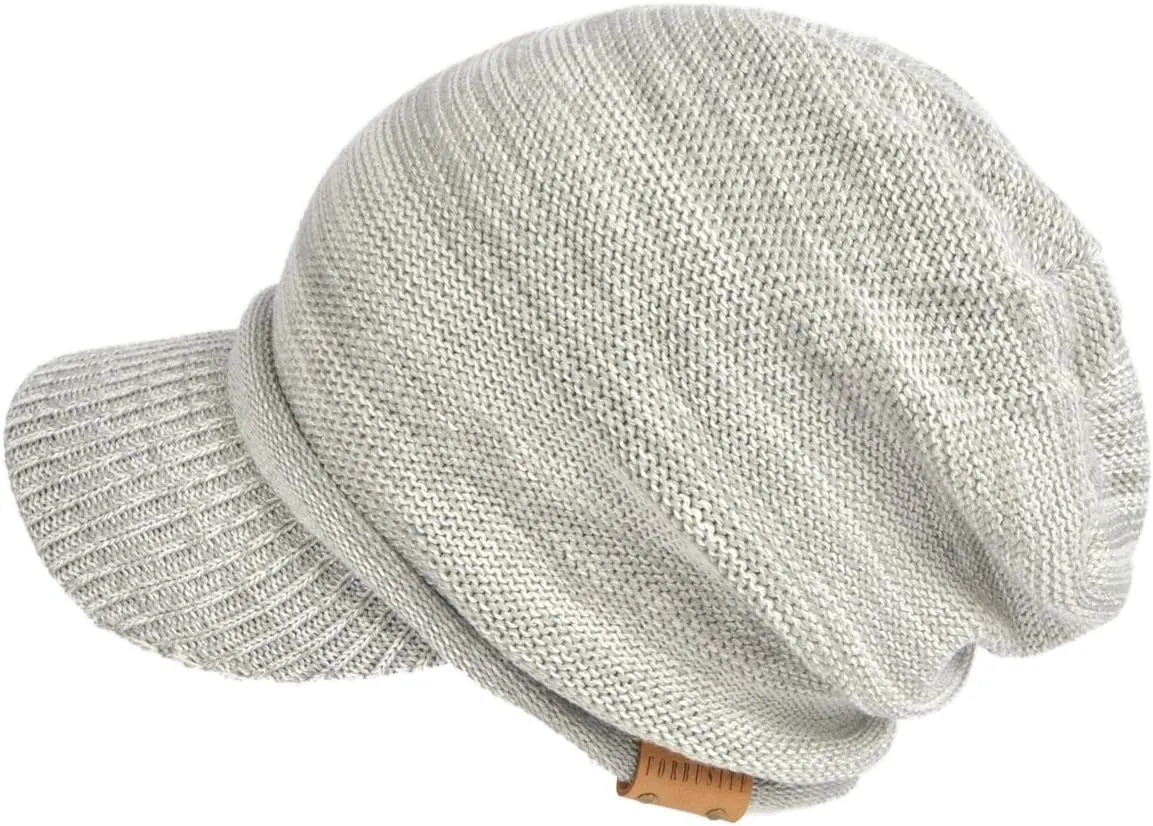 Mens Womens Thick Fleece Lined Knit Newsboy Cap Slouch Beanie Hat with Visor