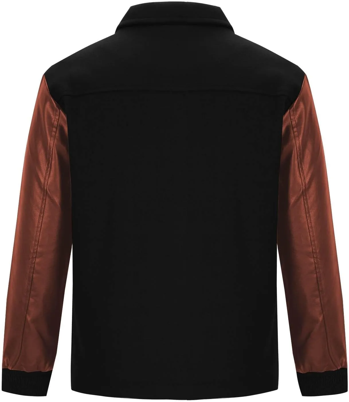 Mens Wool Blend Faux Suede Jacket Slim Fit Zip Up Casual PU Leather Patchwork Motorcycle Biker Coat for Fall Winter