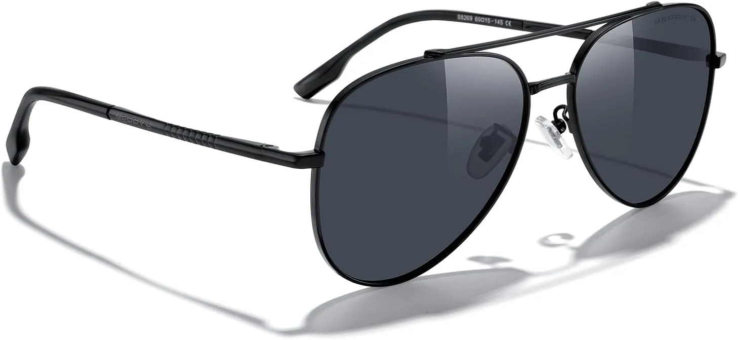 MERRY'S Classic Mirrored Aviator Sunglasses for Men Women Polarized Driving Fishing Mens Sunglasses