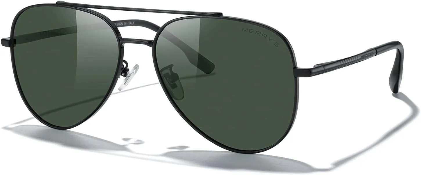 MERRY'S Classic Mirrored Aviator Sunglasses for Men Women Polarized Driving Fishing Mens Sunglasses