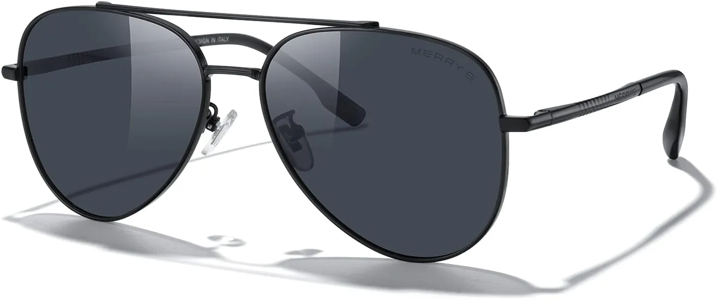 MERRY'S Classic Mirrored Aviator Sunglasses for Men Women Polarized Driving Fishing Mens Sunglasses
