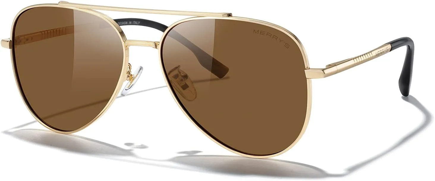 MERRY'S Classic Mirrored Aviator Sunglasses for Men Women Polarized Driving Fishing Mens Sunglasses