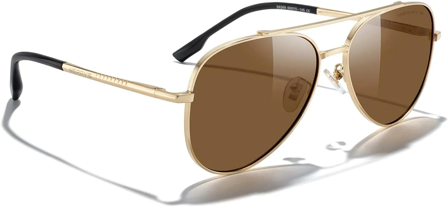 MERRY'S Classic Mirrored Aviator Sunglasses for Men Women Polarized Driving Fishing Mens Sunglasses