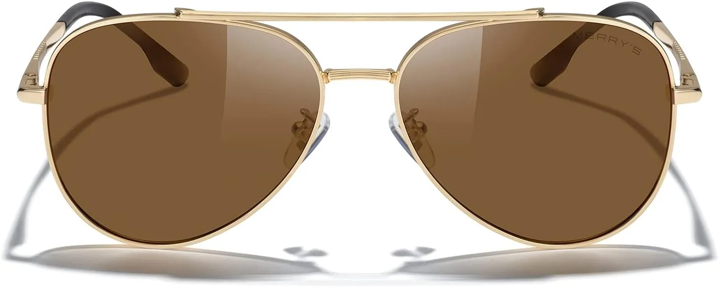 MERRY'S Classic Mirrored Aviator Sunglasses for Men Women Polarized Driving Fishing Mens Sunglasses