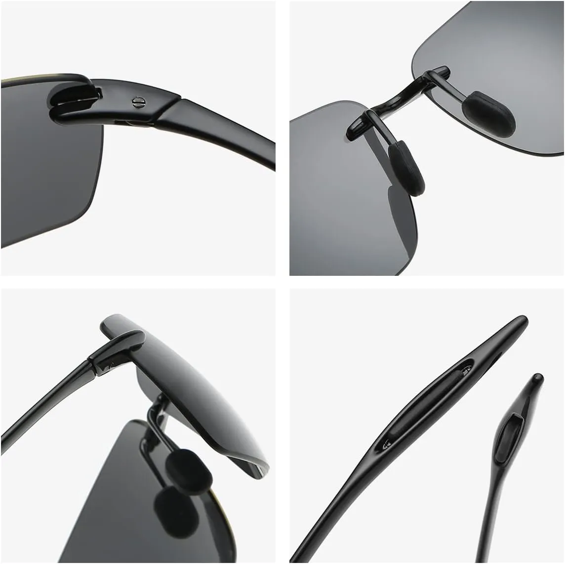 MIRYEA Rimless Polarized Sports Sunglasses for Men Women Driving Running Fishing Golf UV Blocking Glasses Eyeglasses Shades