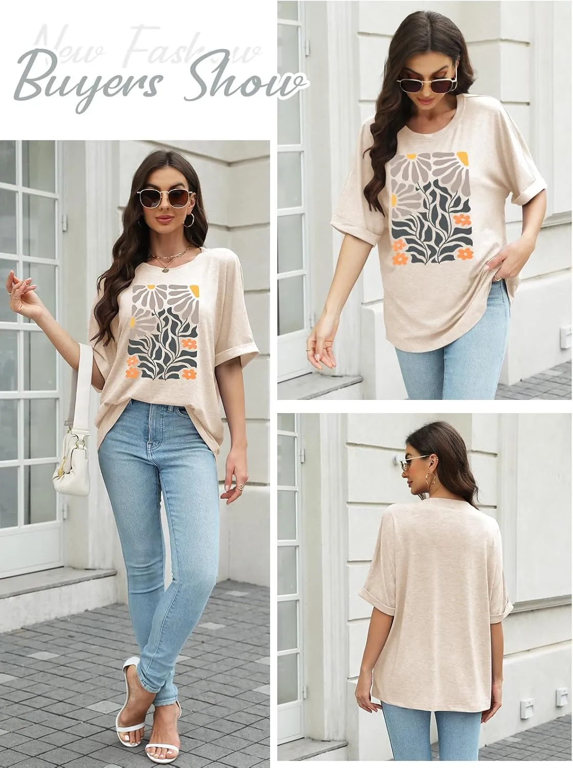 MK Shop Limited Oversized T Shirts for Women Graphic Tees Summer Casual Loose Fit Crewneck Short Sleeve Basic 2024 Tops