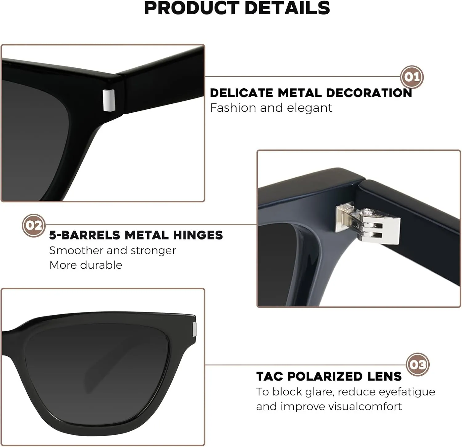 mosanana Trendy Small Cat Eye Polarized Sunglasses for Women Retro Square Narrow Skinny Sun Glasses MS52358