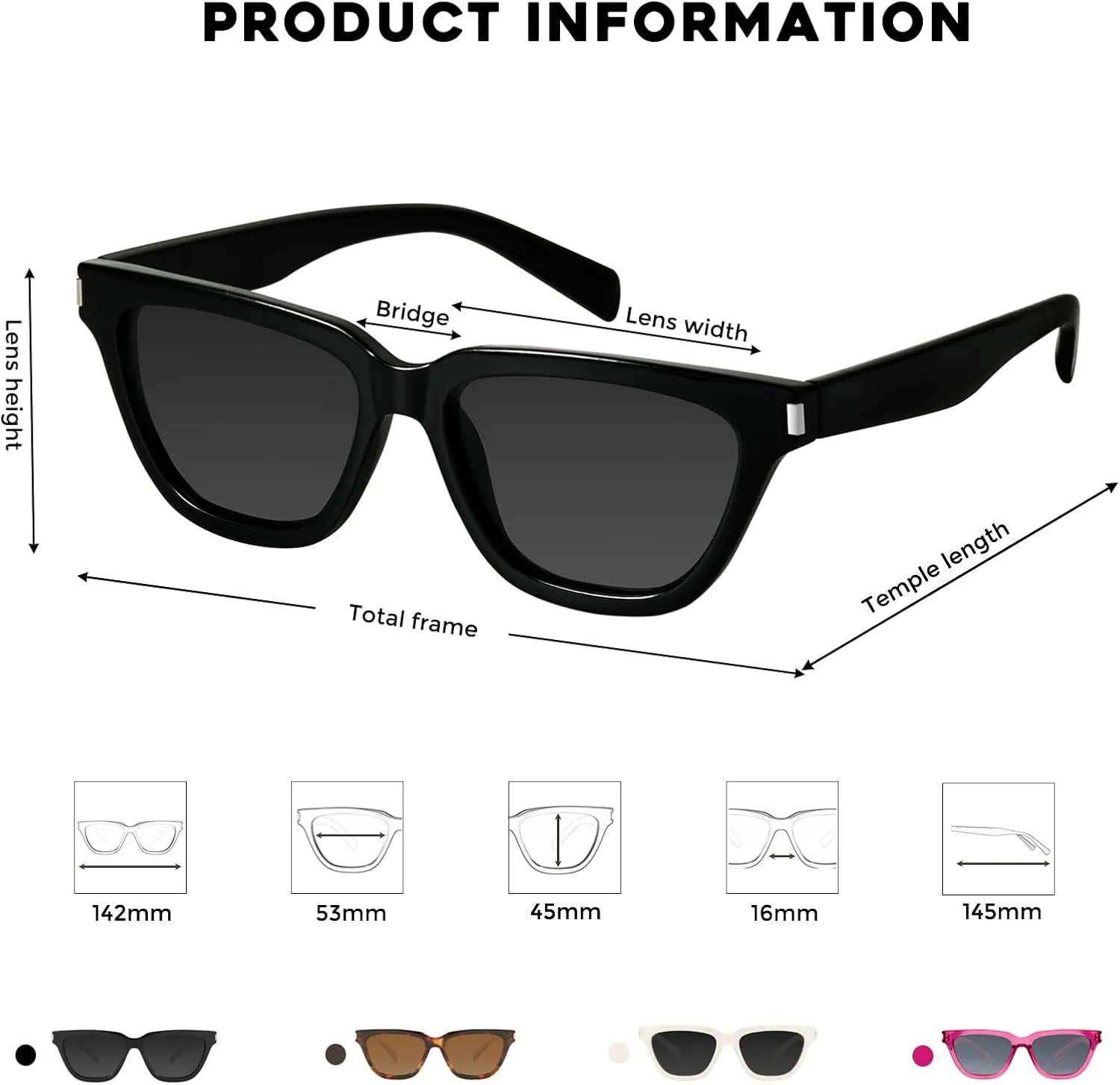 mosanana Trendy Small Cat Eye Polarized Sunglasses for Women Retro Square Narrow Skinny Sun Glasses MS52358