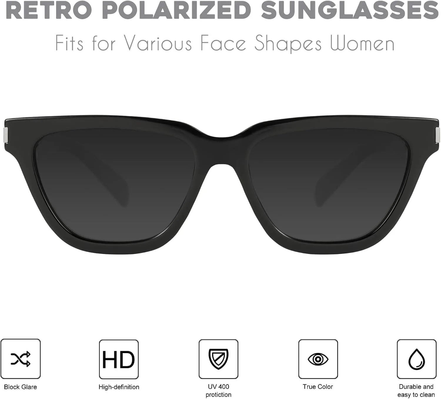 mosanana Trendy Small Cat Eye Polarized Sunglasses for Women Retro Square Narrow Skinny Sun Glasses MS52358
