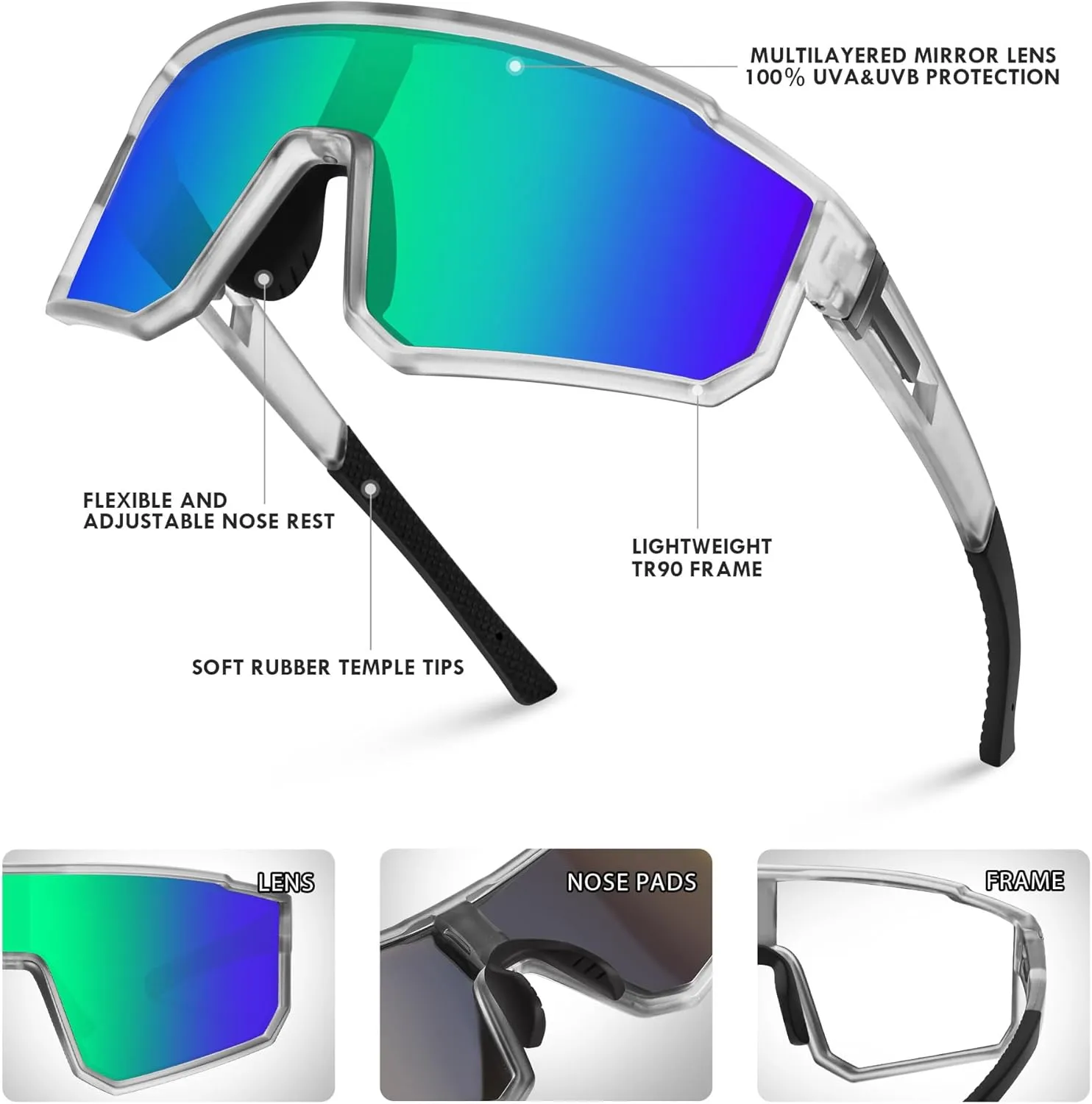MVPTGRS Youth Baseball Sunglasses for Boys Girls Age 8-14 TR90 Frame Kids Sport Sunglasses for Softball Cycling Baseball Golf