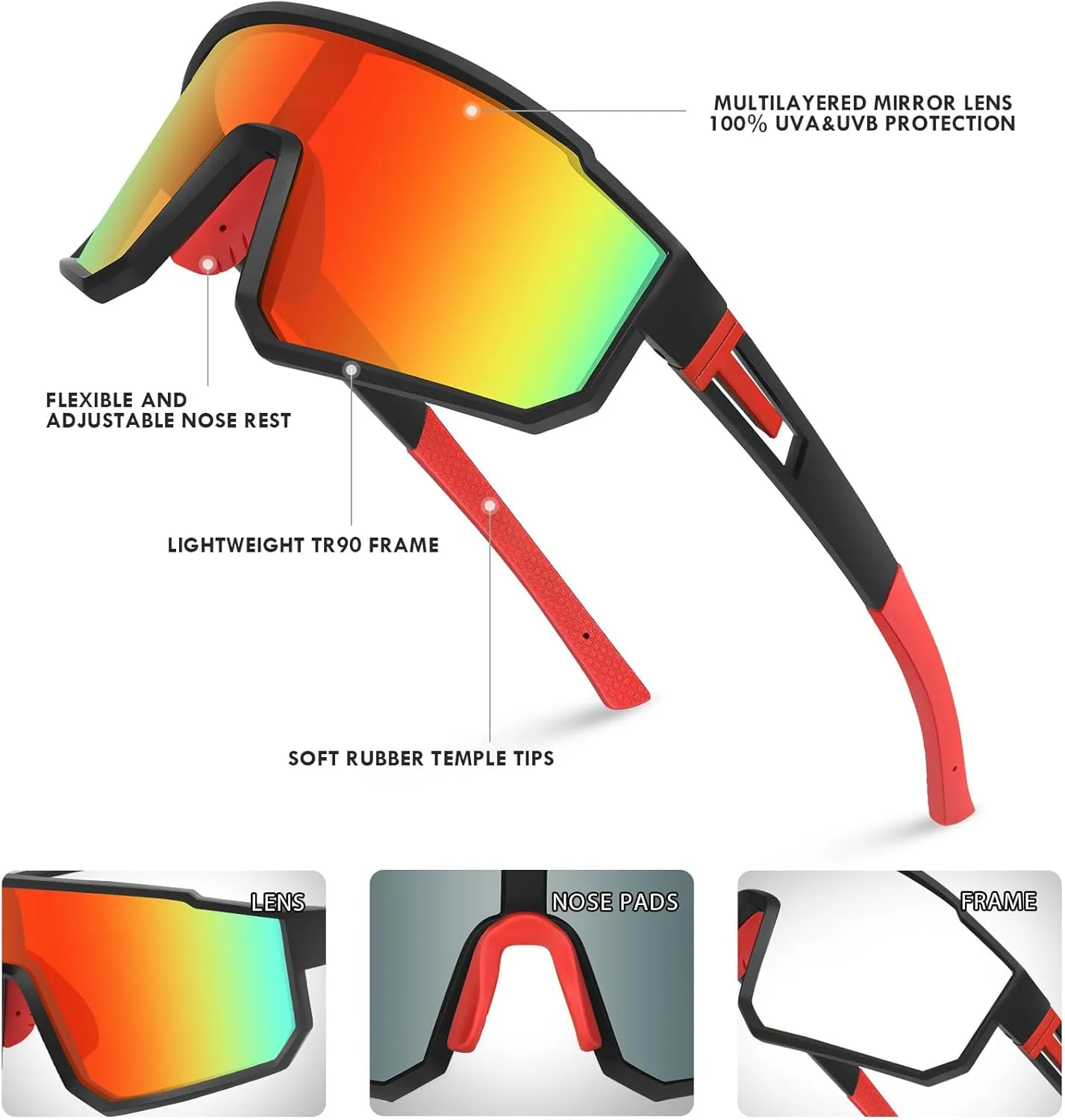 MVPTGRS Youth Baseball Sunglasses for Boys Girls Age 8-14 TR90 Frame Kids Sport Sunglasses for Softball Cycling Baseball Golf