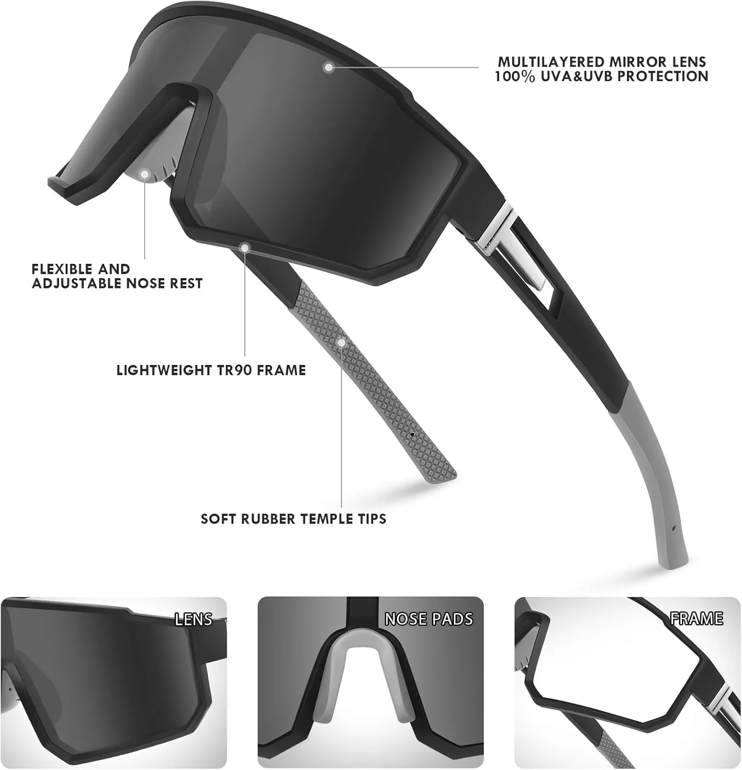 MVPTGRS Youth Baseball Sunglasses for Boys Girls Age 8-14 TR90 Frame Kids Sport Sunglasses for Softball Cycling Baseball Golf