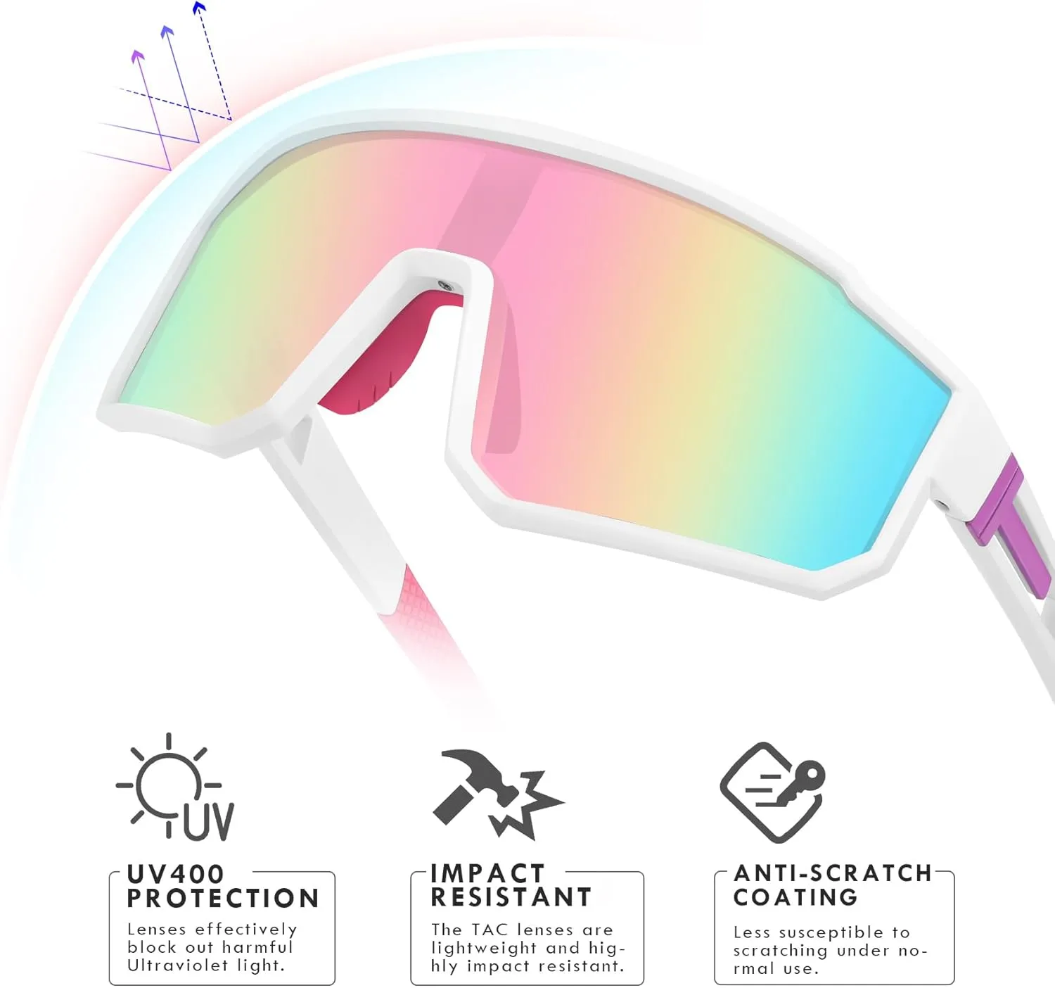 MVPTGRS Youth Baseball Sunglasses for Boys Girls Age 8-14 TR90 Frame Kids Sport Sunglasses for Softball Cycling Baseball Golf