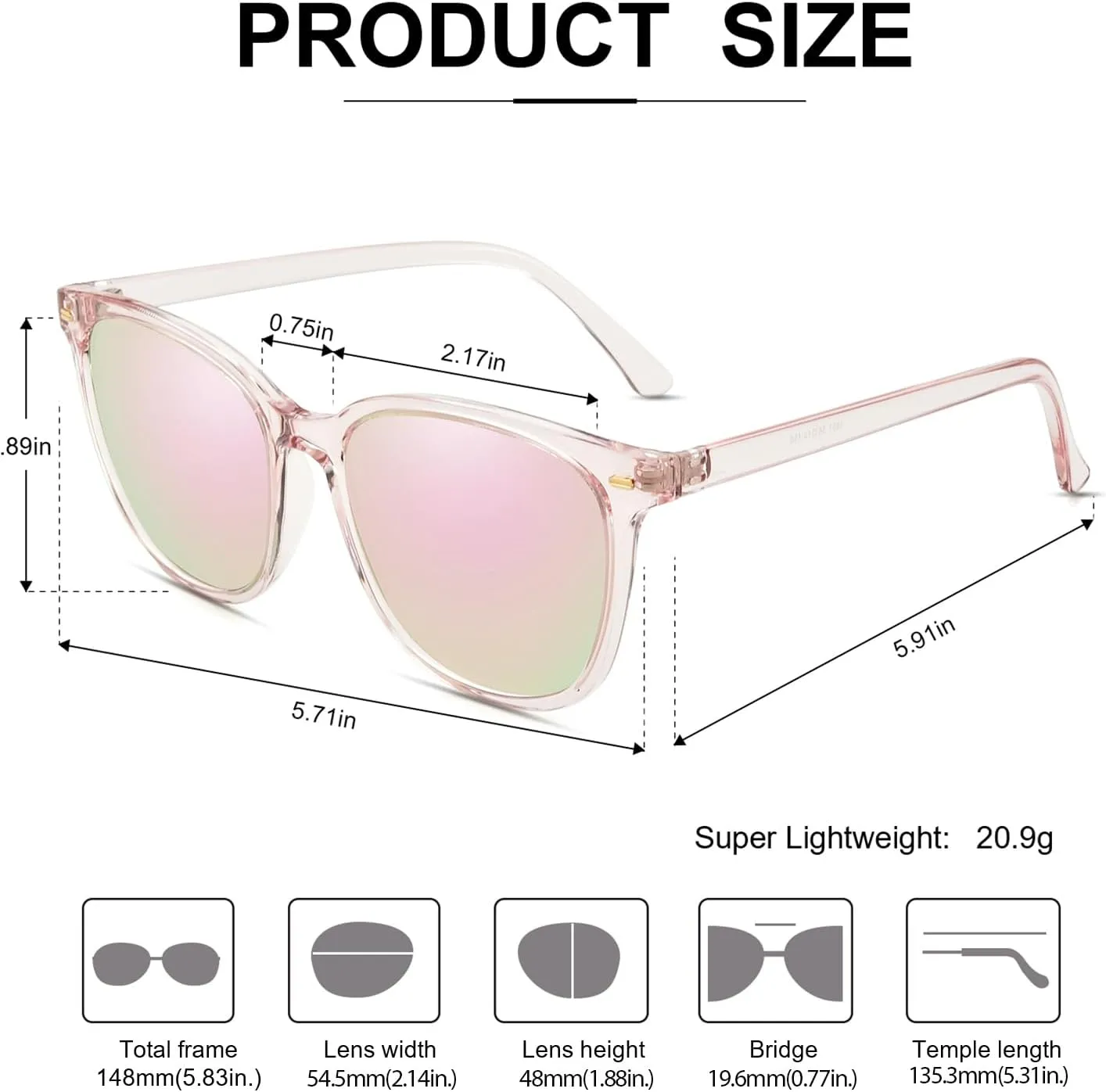 Myiaur Polarized Sunglasses for Women, Square Mirrored Trendy Shades with UV Protection Reduce Glare Sun Glasses