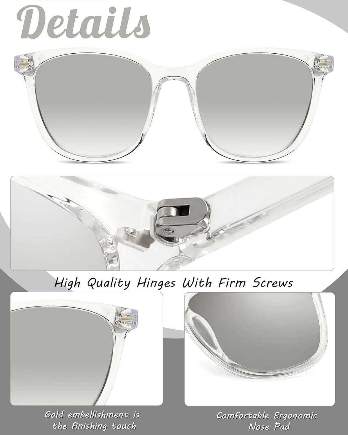 Myiaur Polarized Sunglasses for Women, Square Mirrored Trendy Shades with UV Protection Reduce Glare Sun Glasses