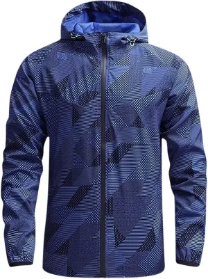 NATHGAM Men's Casual Loose Fit Windbreaker Long Sleeve Stand Collar Hooded Jacket Breathable For Biking Hiking Running 2024