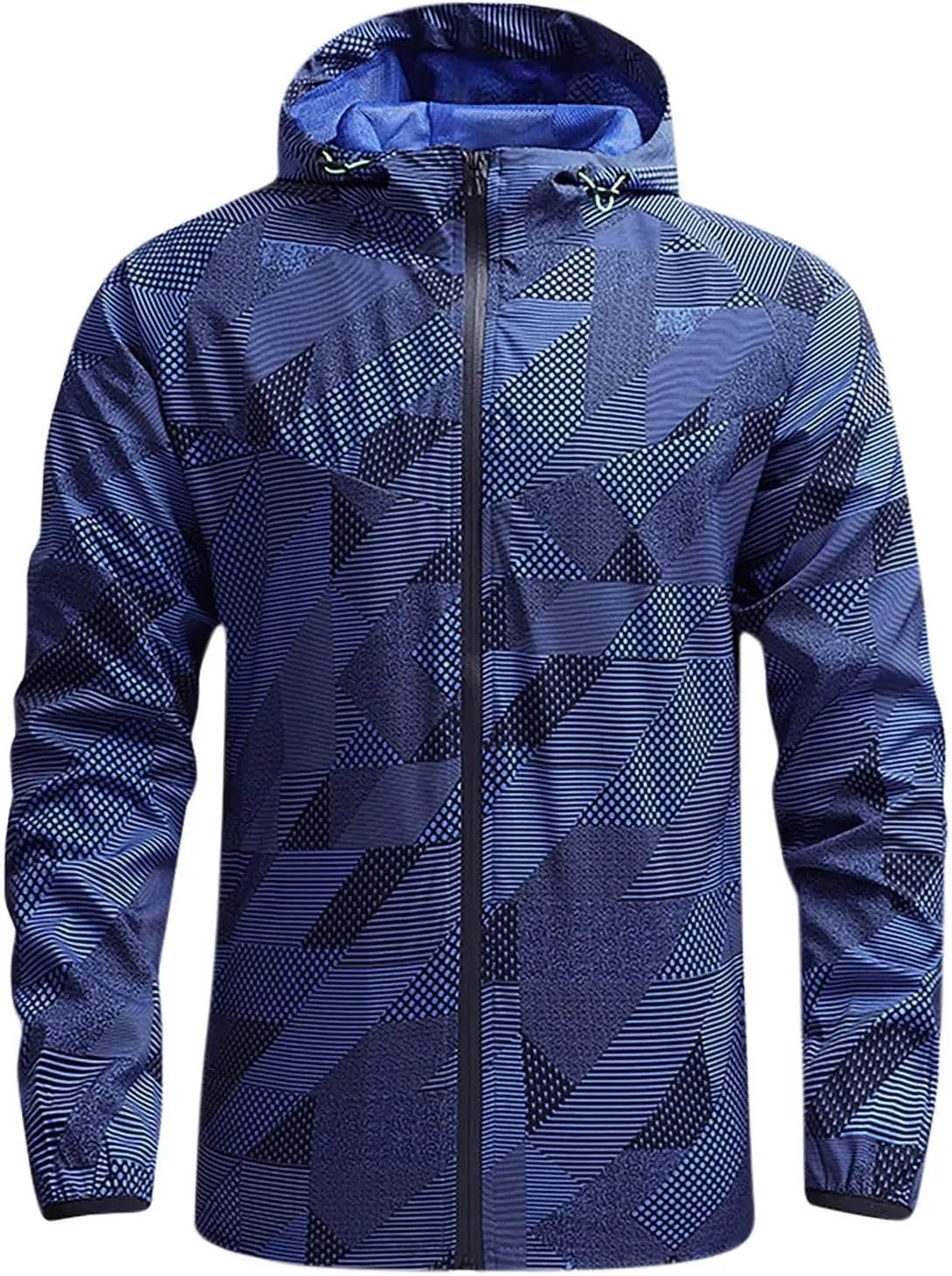 NATHGAM Men's Casual Loose Fit Windbreaker Long Sleeve Stand Collar Hooded Jacket Breathable For Biking Hiking Running 2024