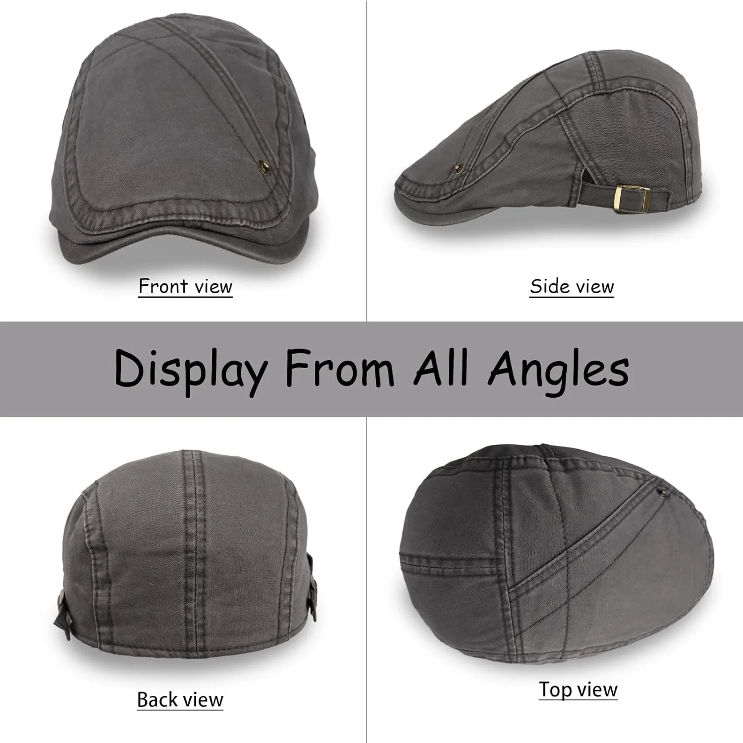 Newsboy Hat for Men Flat Caps Cotton Irish Newsboy Hats with Adjustable Buckles Breathable Vintage Hats for Driving