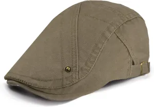 Newsboy Hat for Men Flat Caps Cotton Irish Newsboy Hats with Adjustable Buckles Breathable Vintage Hats for Driving