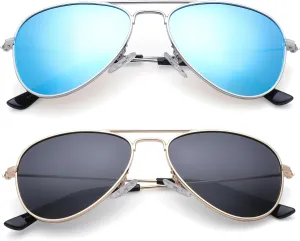 NULOOQ Kids Polarized Aviator Sunglasses – for Girls Boys Children & Cool Toddler Age 2-8, Metal Frame UV 400 Protection