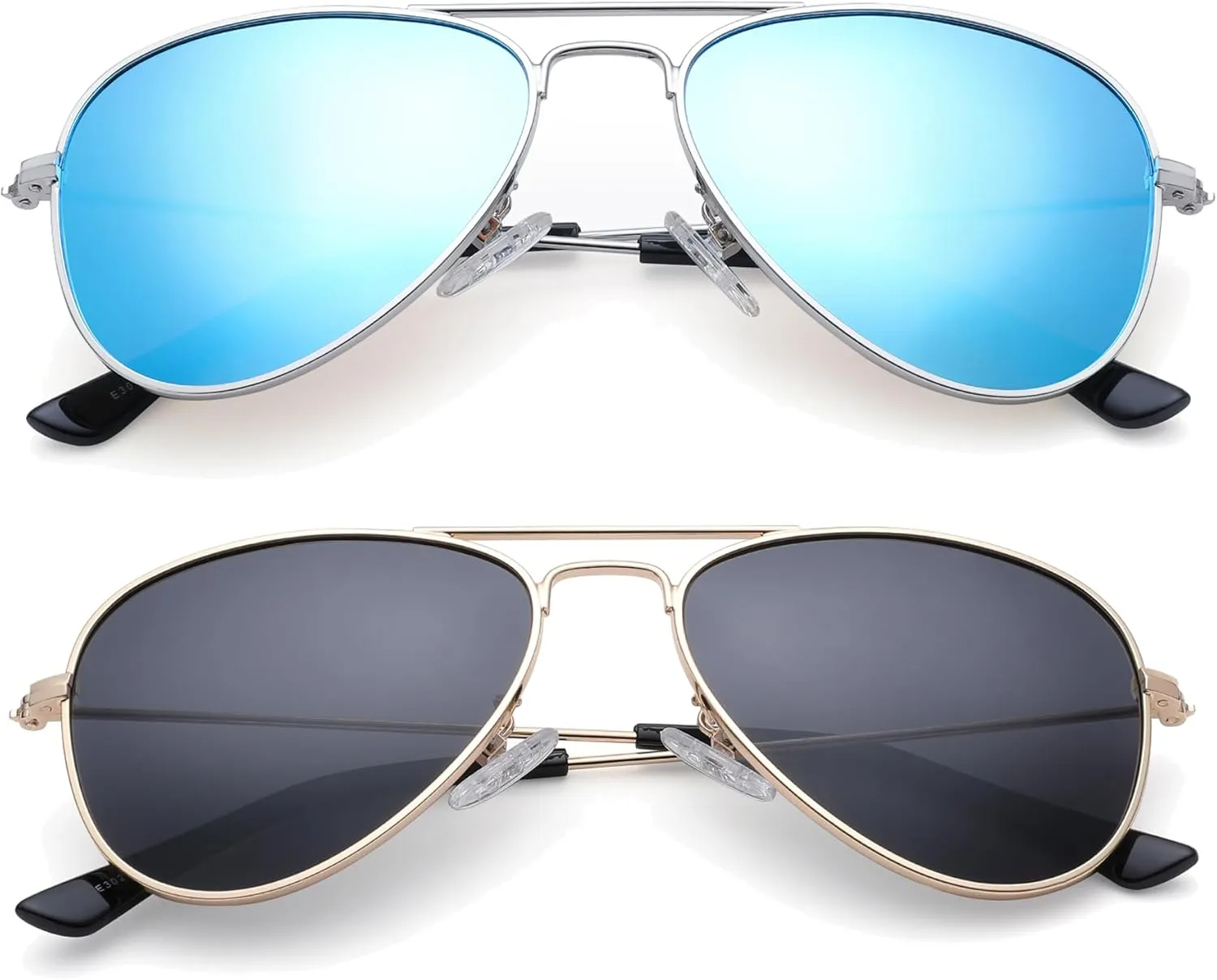 NULOOQ Kids Polarized Aviator Sunglasses – for Girls Boys Children & Cool Toddler Age 2-8, Metal Frame UV 400 Protection