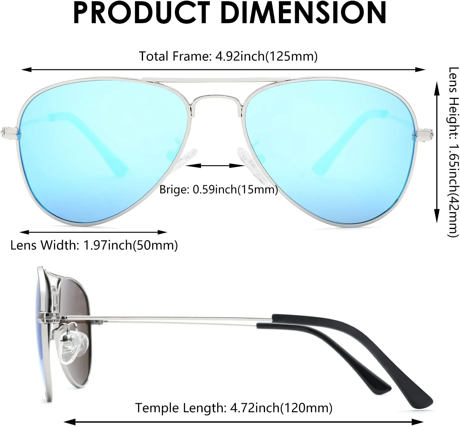 NULOOQ Kids Polarized Aviator Sunglasses – for Girls Boys Children & Cool Toddler Age 2-8, Metal Frame UV 400 Protection