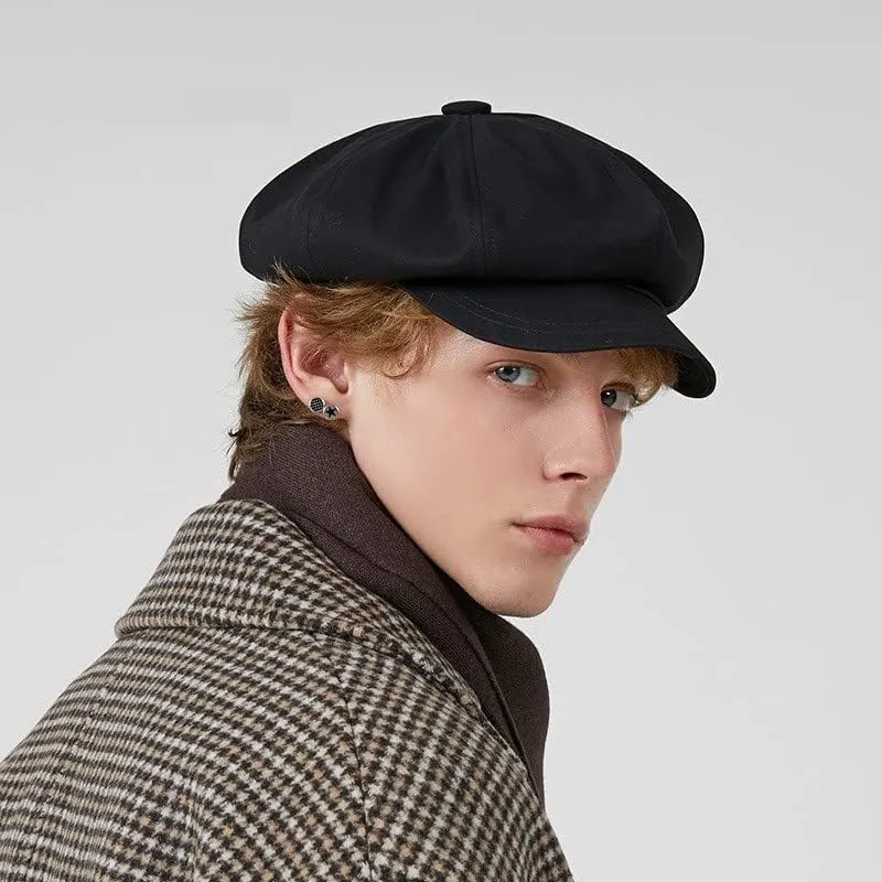 Octagon Newsboy Cap Unisex Newsboy Flat Cap Autumn British Style Vintage Brim Classic Berets Hats for Male Women