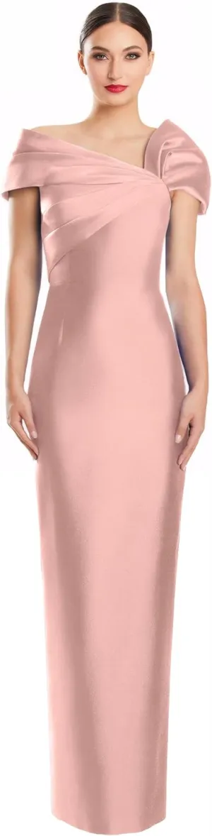 Off Shoulder Satin Formal Dresses Pleated Mermaid Evening Dresses Long Bridesmaid Dresses for Women EA001