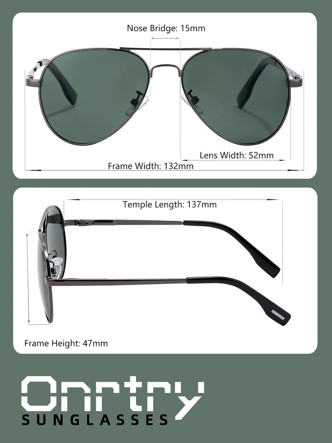 Onrtry Small Polarized Aviator Sunglasses for Boys Girls Classic Metal Frame Mirrored Lens Sun Glasses - 52MM