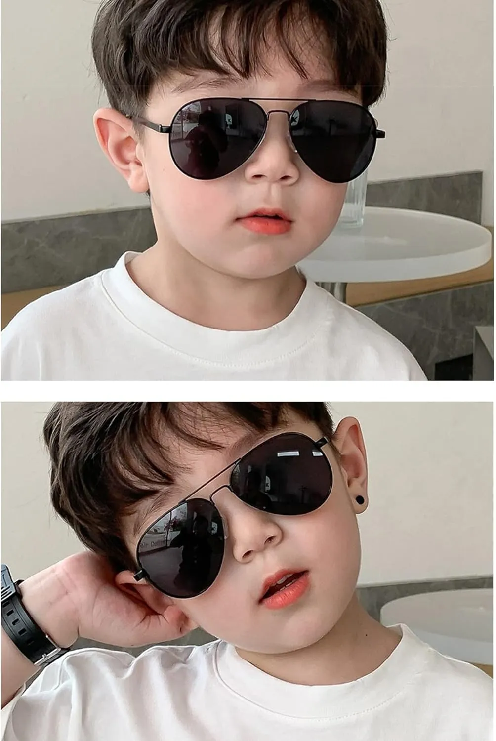 Onrtry Small Polarized Aviator Sunglasses for Boys Girls Classic Metal Frame Mirrored Lens Sun Glasses - 52MM