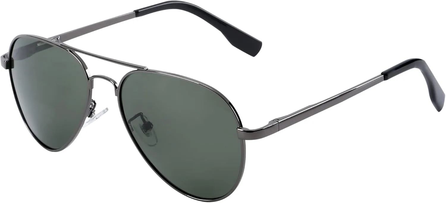 Onrtry Small Polarized Aviator Sunglasses for Boys Girls Classic Metal Frame Mirrored Lens Sun Glasses - 52MM