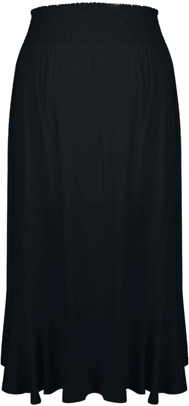Oplxuo Women's Elastic Tie Waist Button Down Maxi Skirts Casual Loose Flowy Swing Slit Front Long Skirt