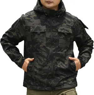 Outdoor Military Jackets for Men Long Sleeve Zip Up Hoodies Rain Jacket Men Cargo Jacket with Multi Utility Pockets
