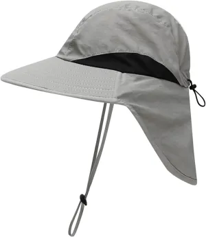 Outdoor Sun Hat for Men Women Wide Brim Sunscreen Fishing Hat with Neck Mesh Breathable Visors Cap