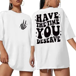 Oversized Graphic Tee Shirt Women Short Sleeve Drop Shoulder Inspirational Positive Saying Aesthetic Casual Tee Top