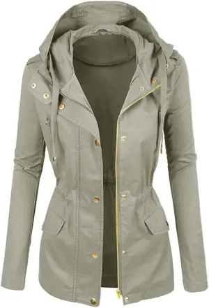 Oversized Military Safari Anorak Jacket Hoodies Zip Up Parka Casual Lightweight Utility Motorcycle Winter Coat