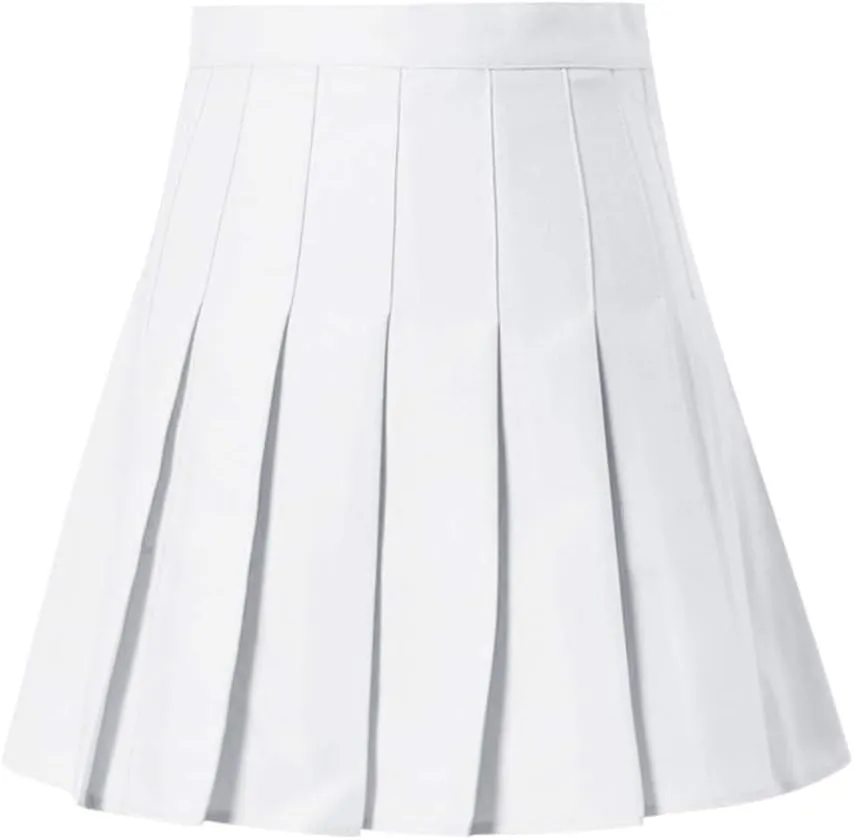 Pleated Mini Skirt Women Teen Girls High Waist School A-Line Skater Tennis Skirt Summer Casual Solid Color Skirt