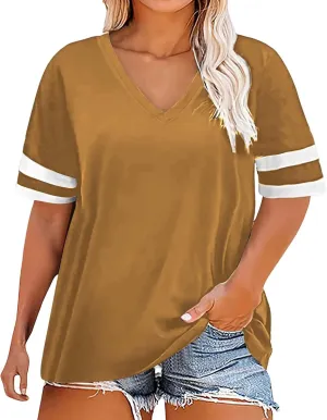 Plus Size Summer T Shirts Women Tops Short Sleeve Round Neck Casual Loose Fit Tee Tshirts Tunics