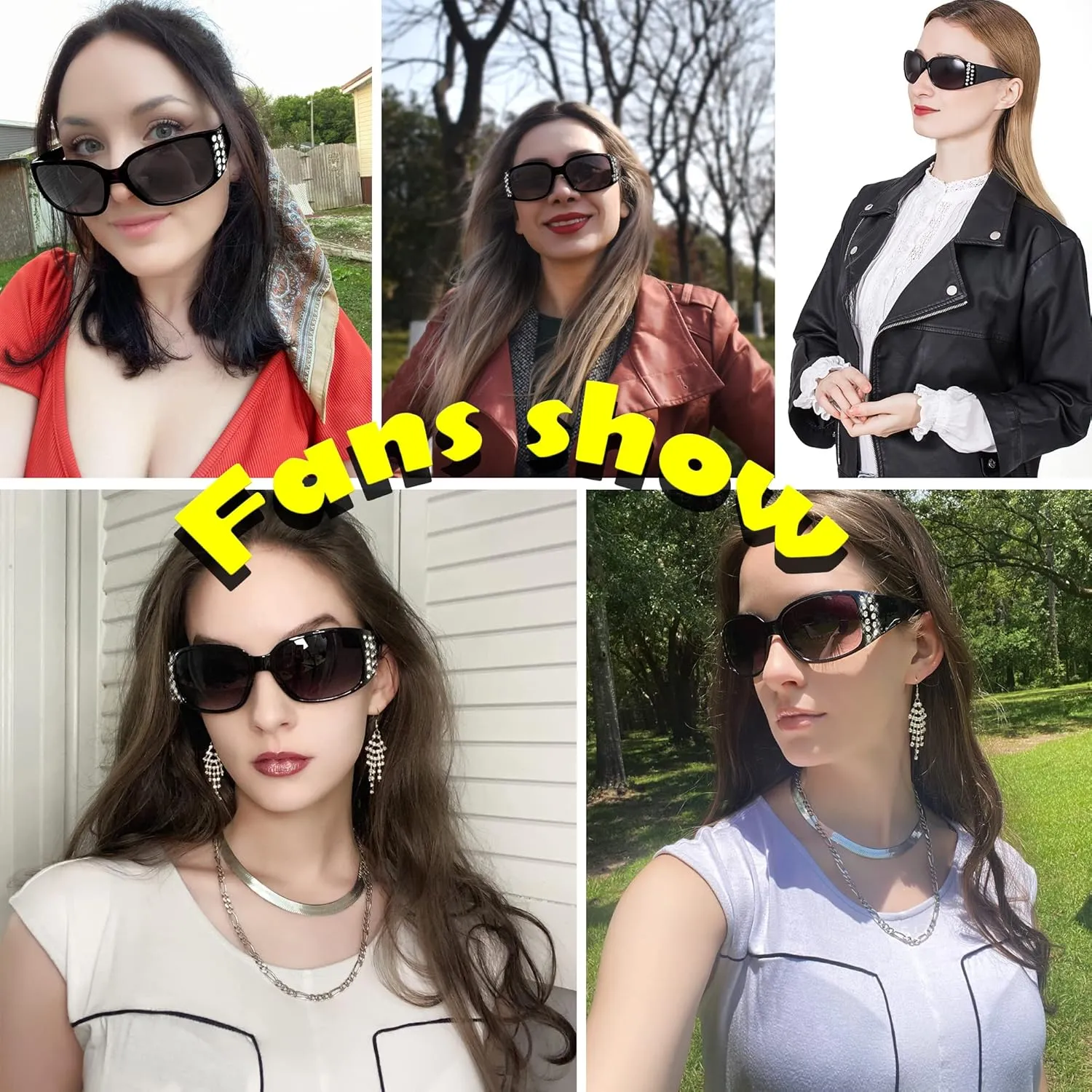 Polarized Sunglasses for Women, Rhinestone Bling Oval Sun Glasses for Driving/Shopping UV Protection Shades