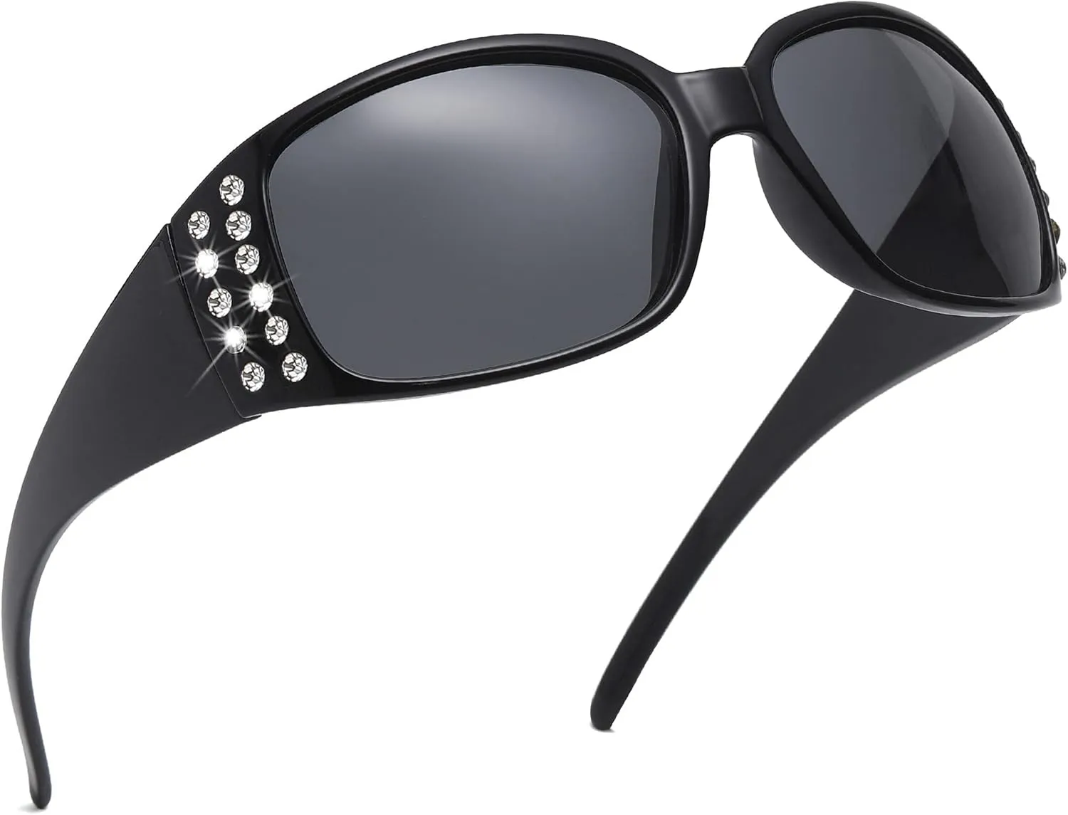 Polarized Sunglasses for Women, Rhinestone Bling Oval Sun Glasses for Driving/Shopping UV Protection Shades