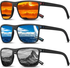 Polarized Sunglasses Men and Women 3 Pack Trendy Polarized Men's Sun Glasses for Running Fishing Golf Cycling Sports