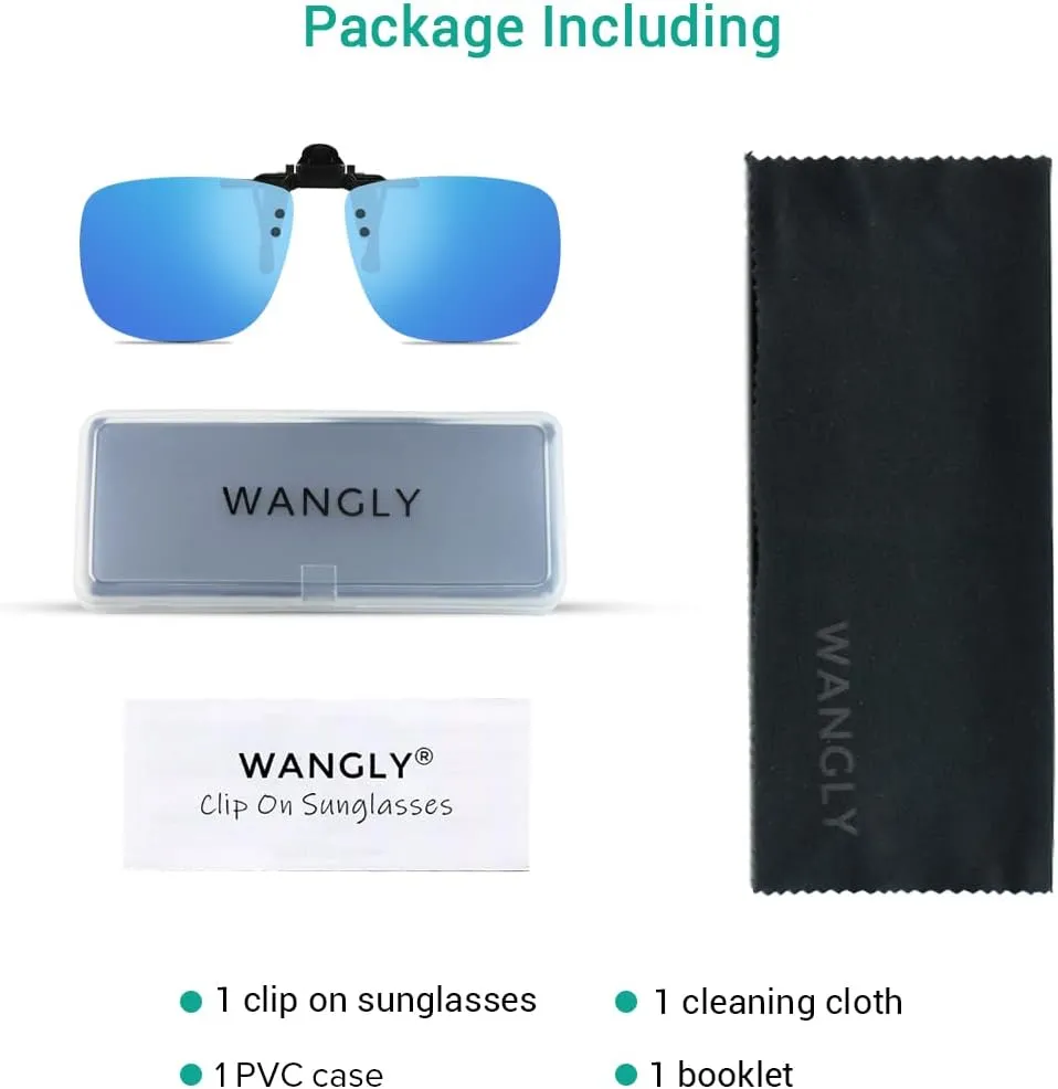 Polarized Unisex Clip on Flip up Sunglasses over Prescription and Reading Glasses Frames