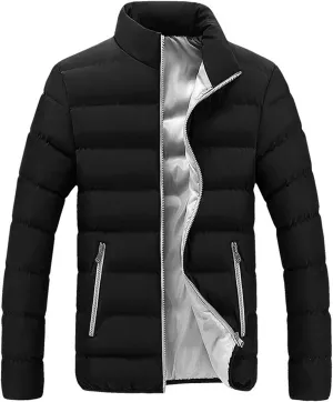 Quilted Coats for Men Plus Size Puffer Jackets Warm Padded Down Coat Zipper Winter Outerwear with Pockets Ski Coats
