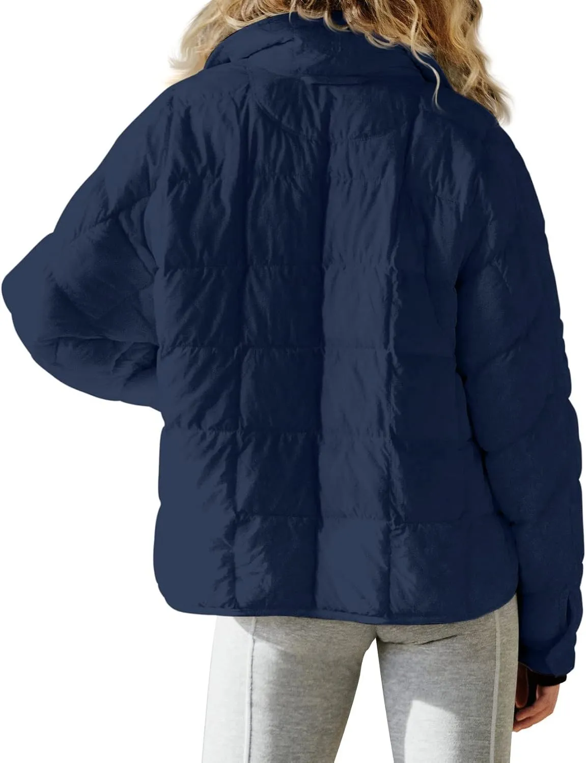Quilted Jackets for Women Lightweight Puffer Jackets Packable Down Coat Casual Long Sleeve Tops Warm Winter Coat