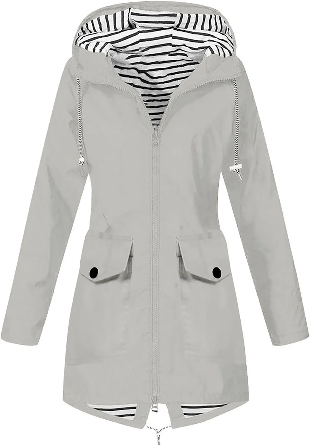 Rain Jacket Women Plus Size Hooded Raincoat Water Resistant Waterproof Jacket Lightweight Outdoor Windbreaker Jacket