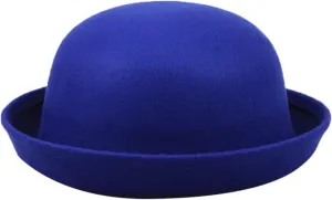 Retro Bowler Derby Hats for Women Men Roll Up Brim 1920s Classic Church Party Cloche Hats Flat Top Fleece Fedora Hats