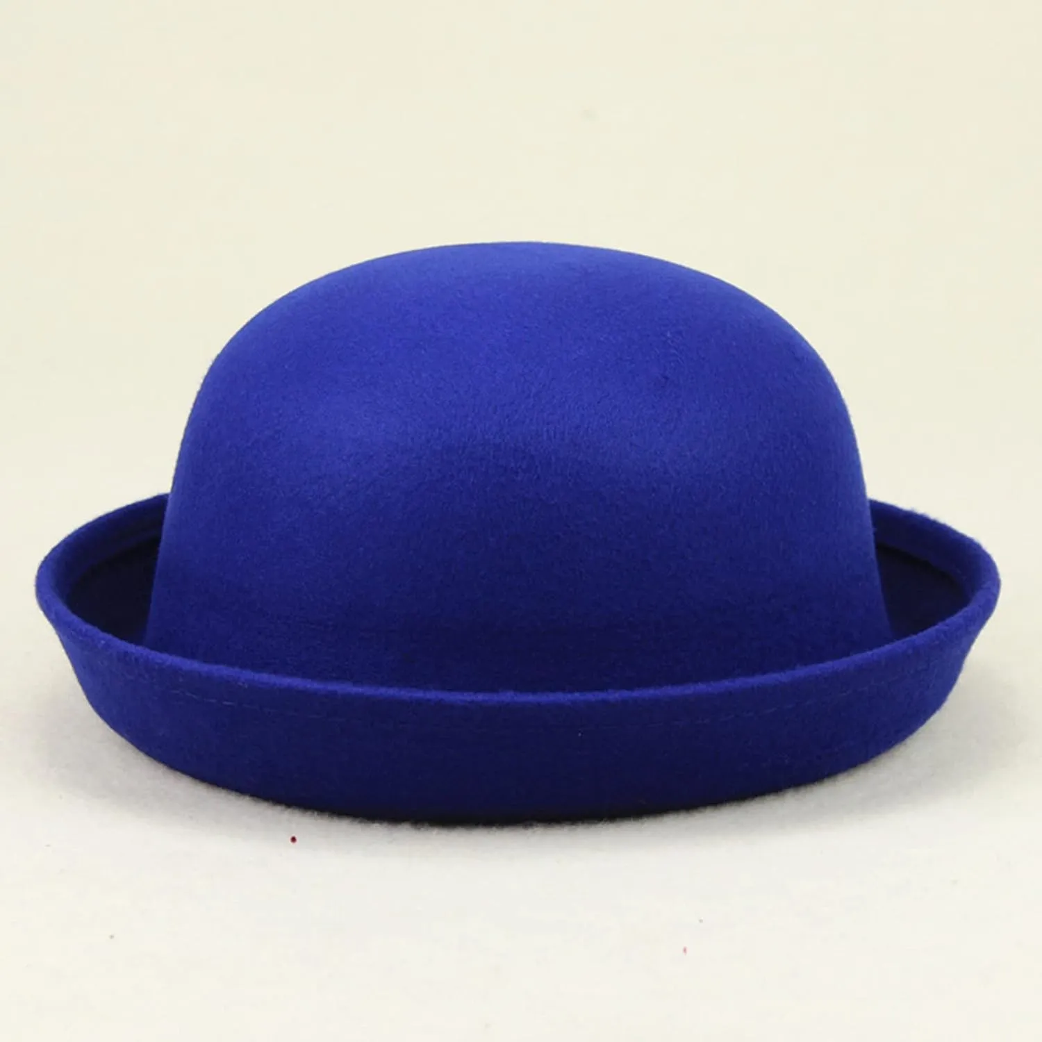 Retro Bowler Derby Hats for Women Men Roll Up Brim 1920s Classic Church Party Cloche Hats Flat Top Fleece Fedora Hats