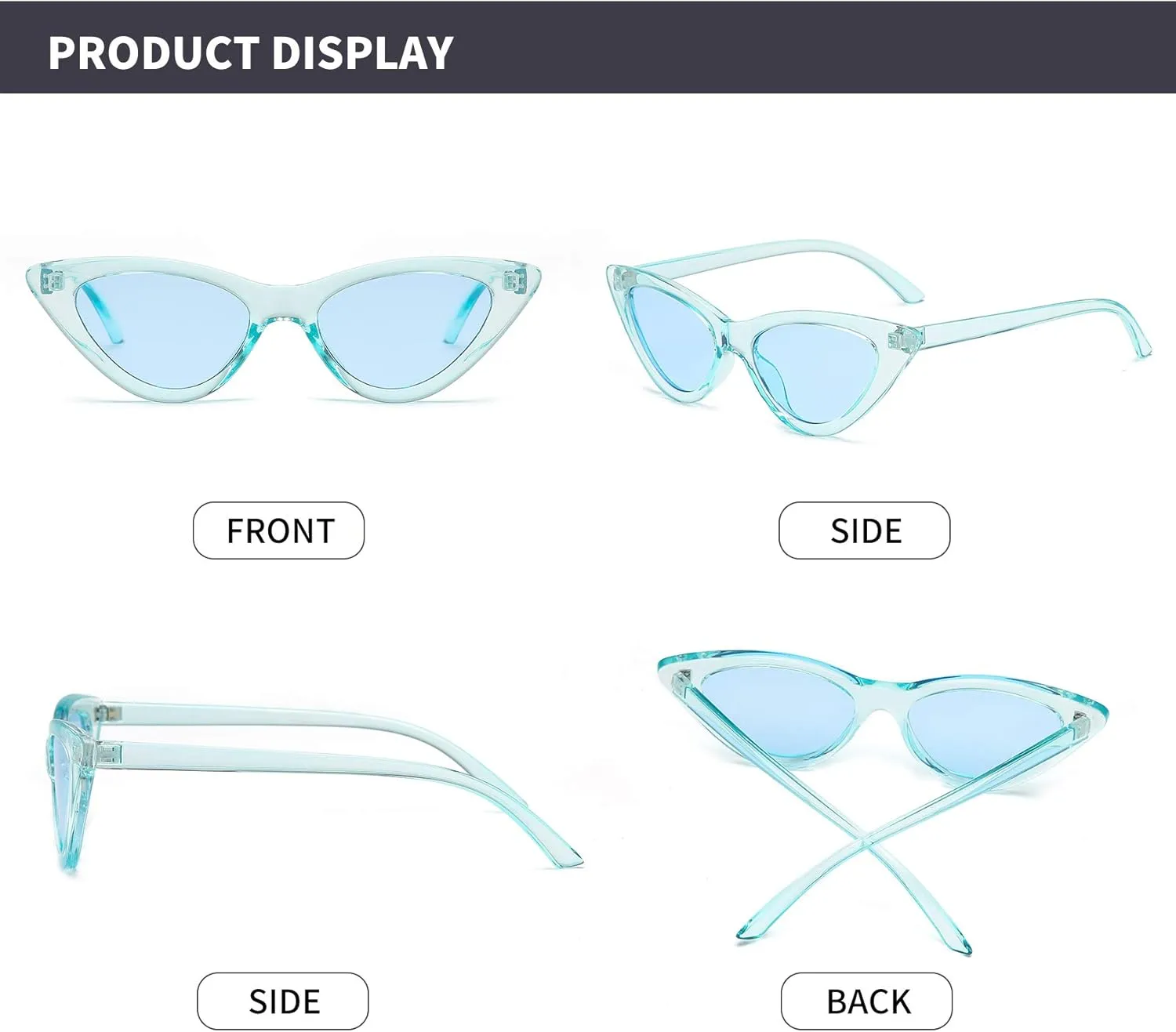 Retro Vintage Narrow Cat Eye Sunglasses for Women Clout Goggles Plastic Frame