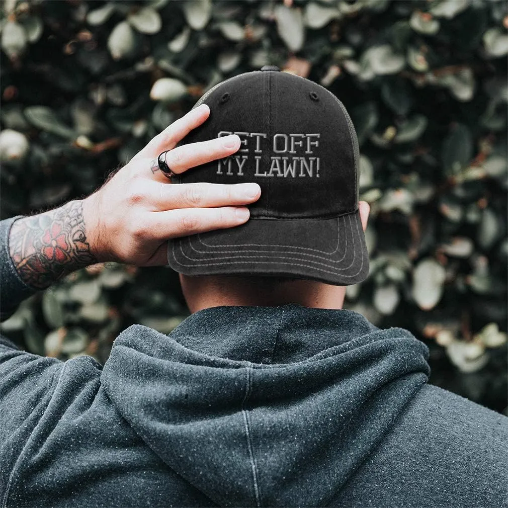 Richardson Trucker Mesh Hat Get Off My Lawn! Embroidery Dad for Men & Women