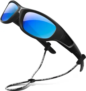 RIVBOS Kids Sunglasses Polarized UV Protection Flexible Rubber Glasses Shades with Strap for Boys Girls RBK037